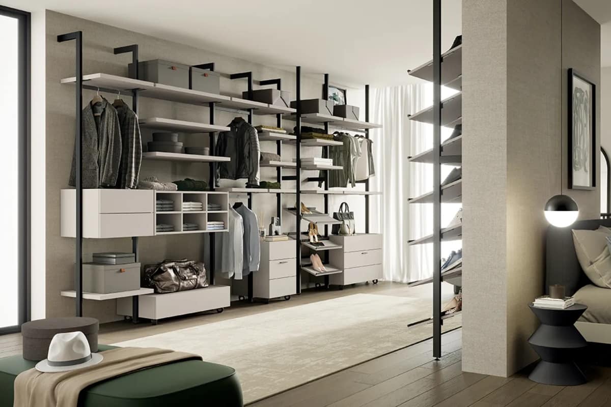 Cabina armadio Axial con struttura a pali