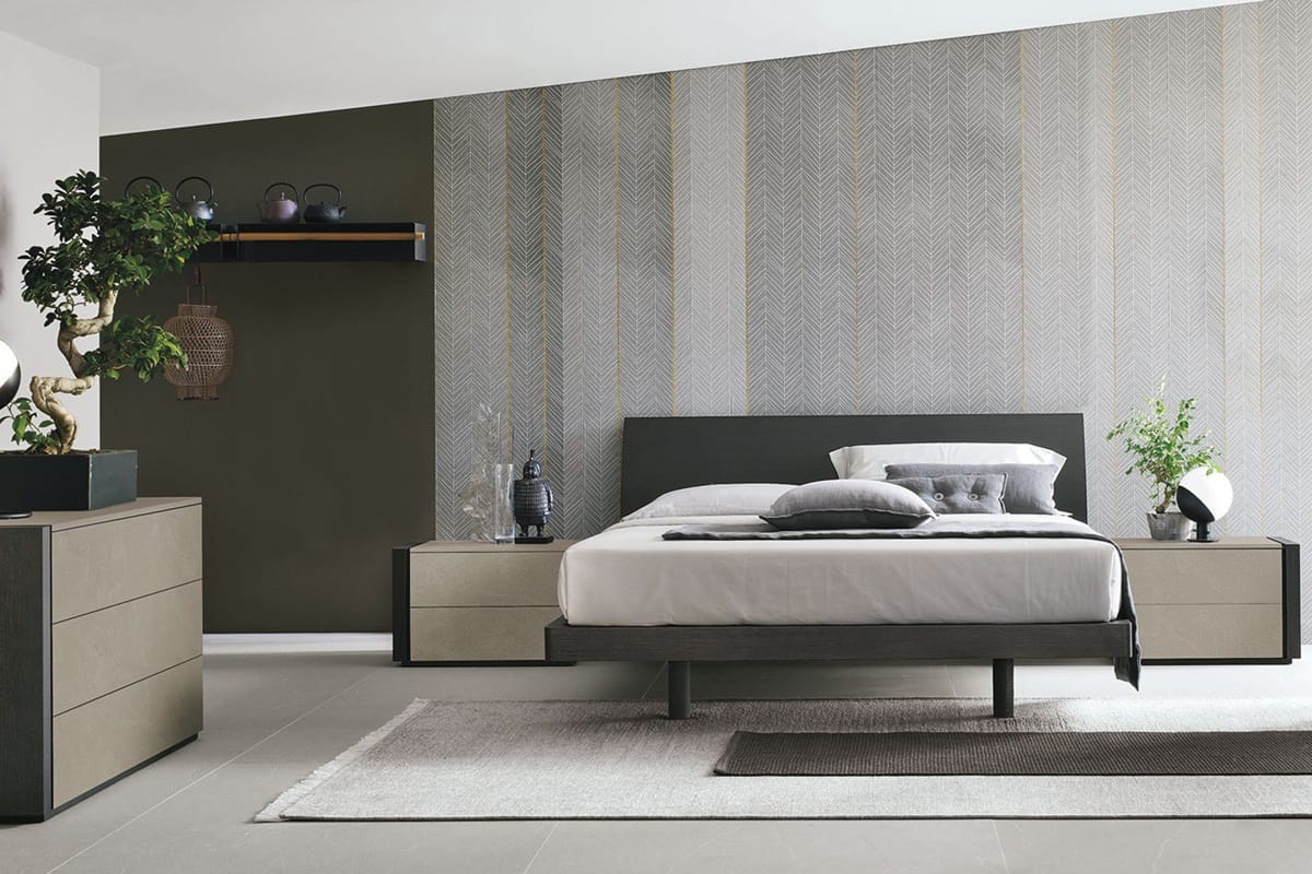 Letto matrimoniale moderno in legno Clio con comodini Capitol