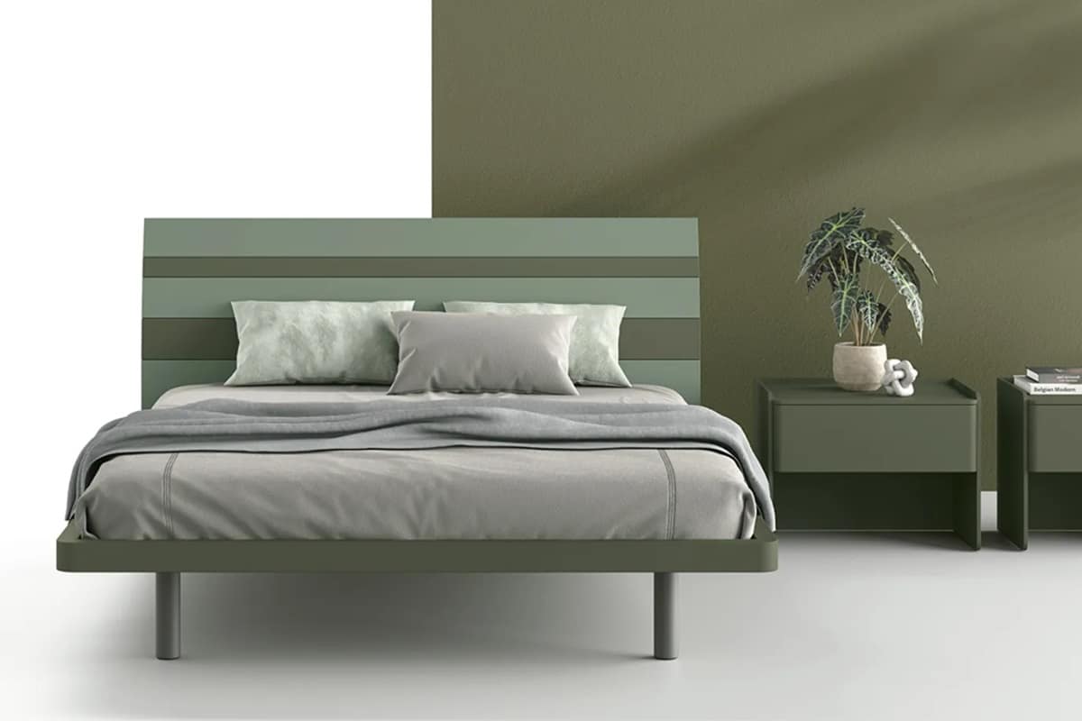 Letto matrimoniale moderno modello Trendy in finitura laccata verde