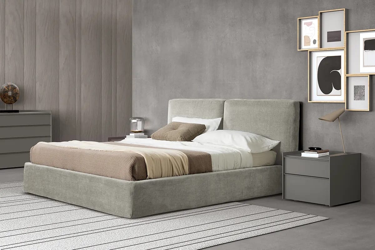 Letto Doimo matrimoniale imbottito Cloud con gruppo notte Stream