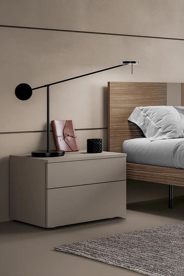 Comodino a 2 cassetti moderno modello Flat di Adok
