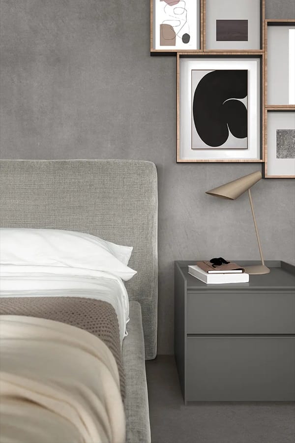 Comodino Stream monocolore abbinato al letto Cloud