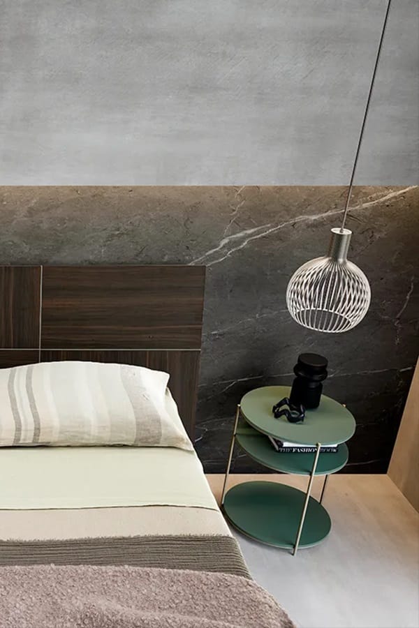 Comodino rotondo verde con telaio metallico Polar