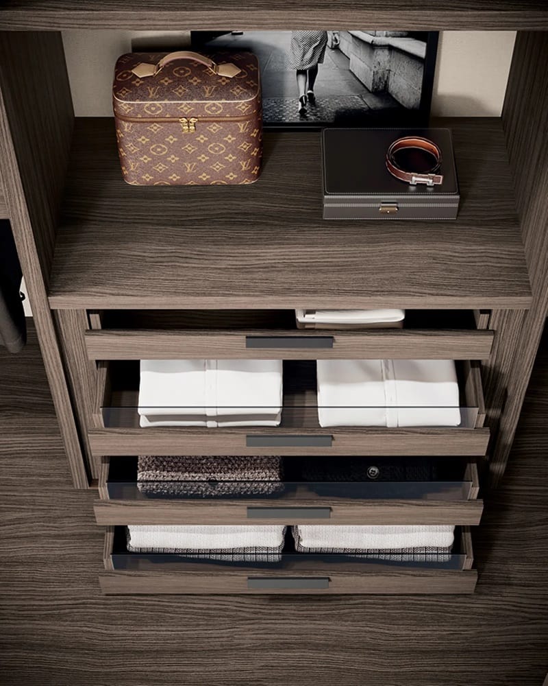 Cassetti con frontali in vetro eleganti e moderni