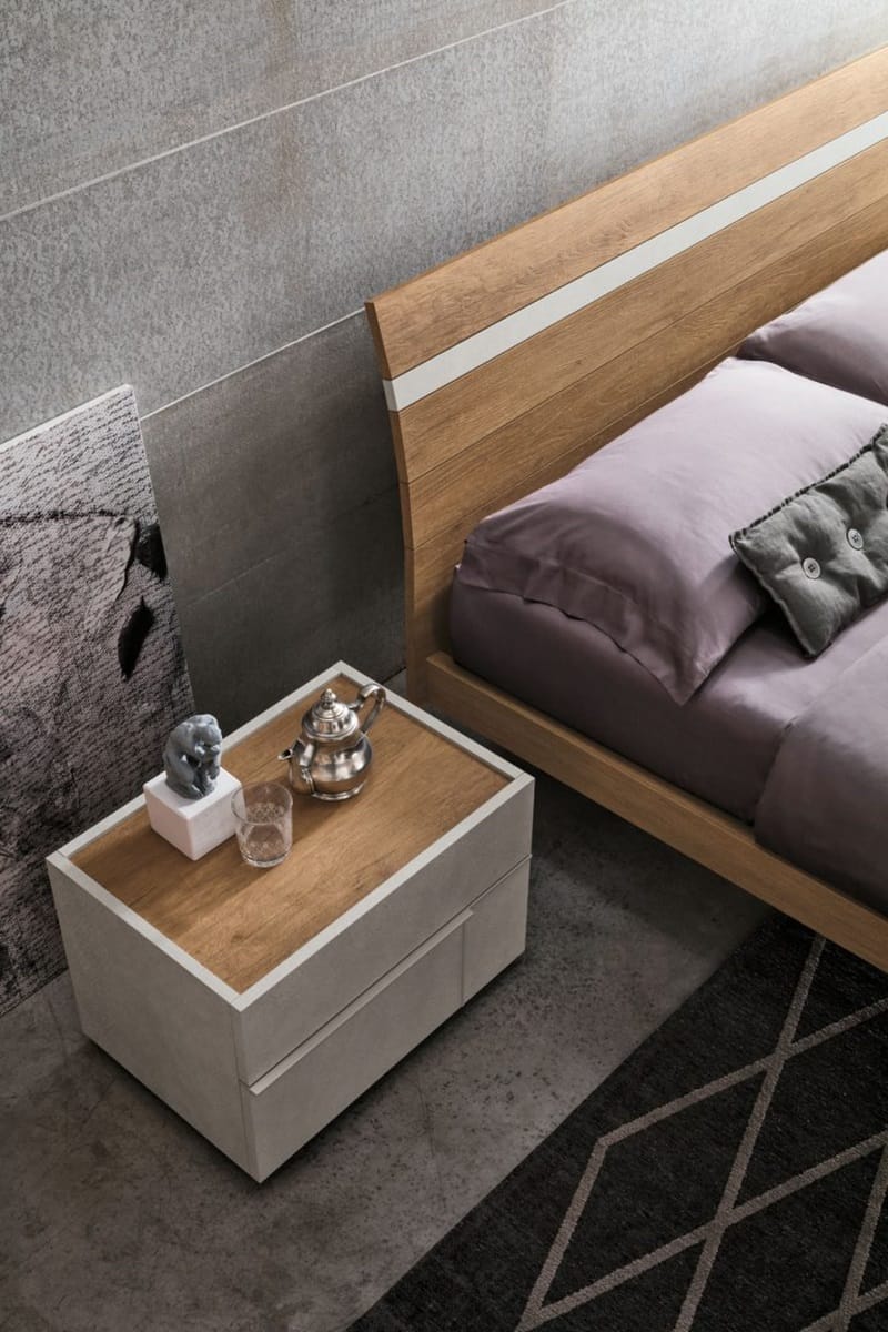 Letto matrimoniale in legno Joker con inserto bianco e comodino abbinato Hashtag