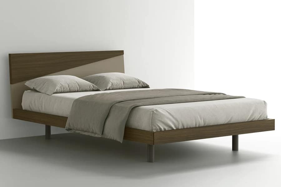 Letto matrimoniale in legno modello Atena con testata in 2 spessore e 2 colori