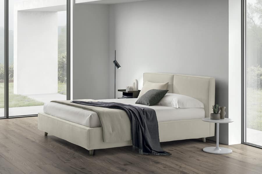 Letto matrimoniale imbottito con contenitore Vega Duo Slim
